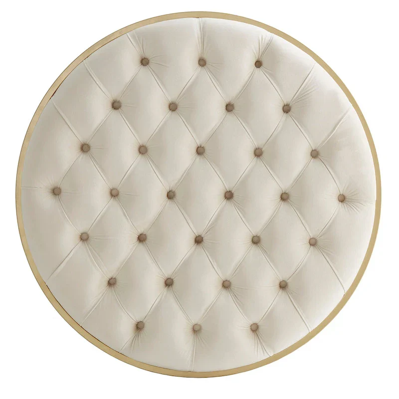 Gold Velvet Round Tufted Ottoman