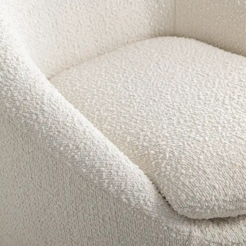 Round Barrel Accent Chair with 360° Swivel Base – Boucle Fabric