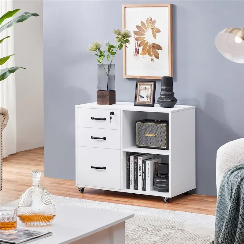 Rolling File Cabinet with 3 Drawers and 2 Shelves