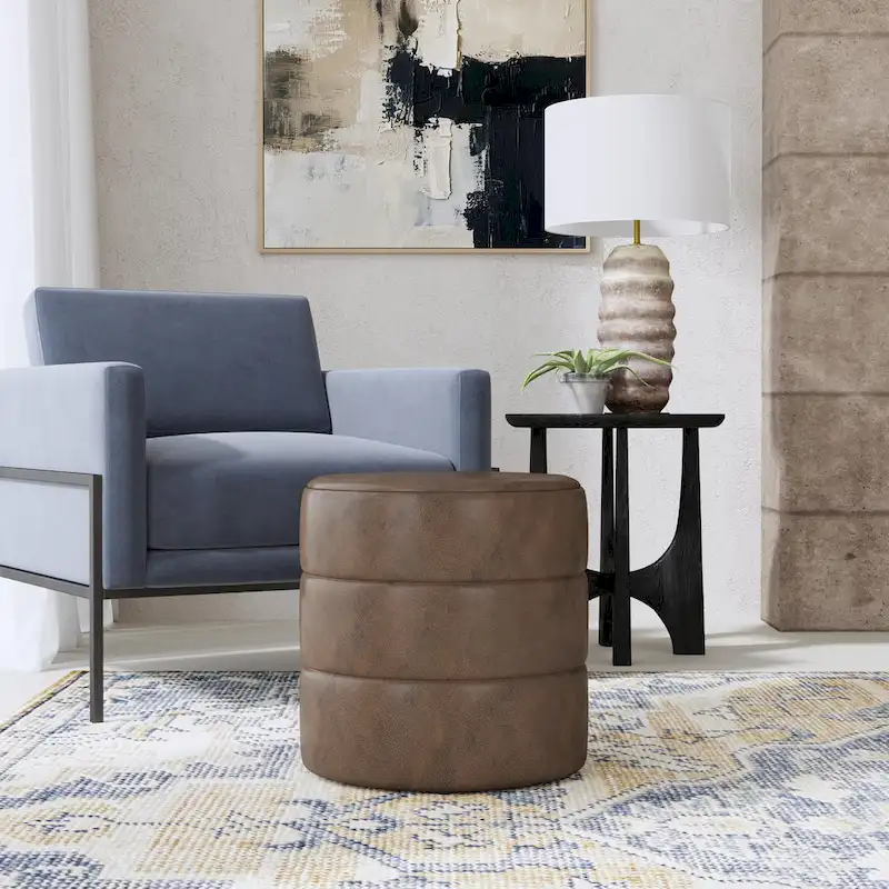 HomePop Upholstered Round Ottoman