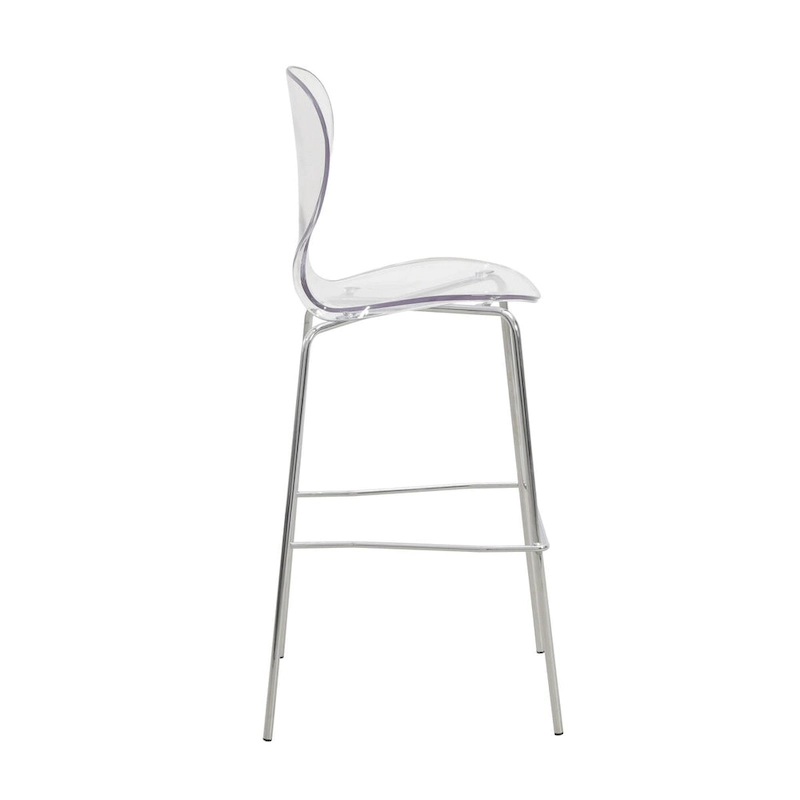 Acrylic Barstool with Steel Frame in Chrome Finish Oyster Series Set of 2