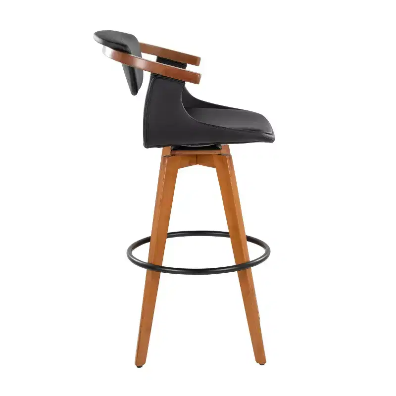 LumiSource Oracle Barstool Walnut Bamboo Black PU