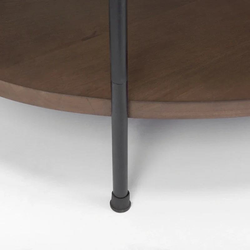 Larkin White Marble Top w/ Dark Brown Wood Shelf Oval Coffee Table