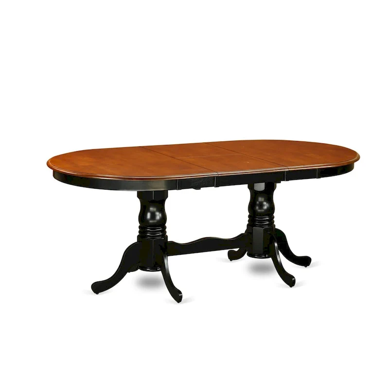 Oval Hardwood Dining Table Set with Butterfly Leaf & Wooden Chairs – Black & Cherry (5, 7, or 9-Piece)