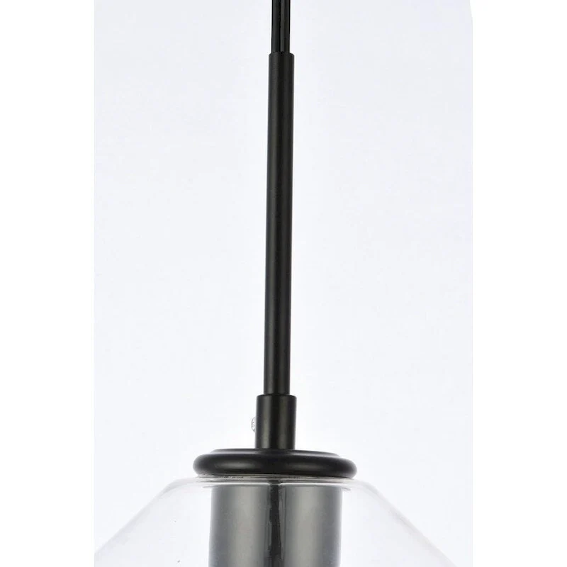 Garrett 1-Light Plug in Pendant with Clear Shade - Black - 8  Diameter