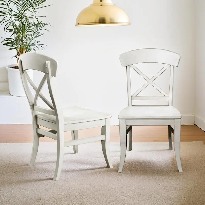 X-Back Dining Side Chairs, Set of 2 - Smoky White