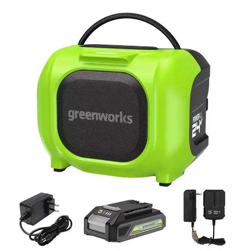Greenworks POWERALL 24V Cordless Compact Bluetooth Speaker Kit with 2.0Ah Battery and Charger