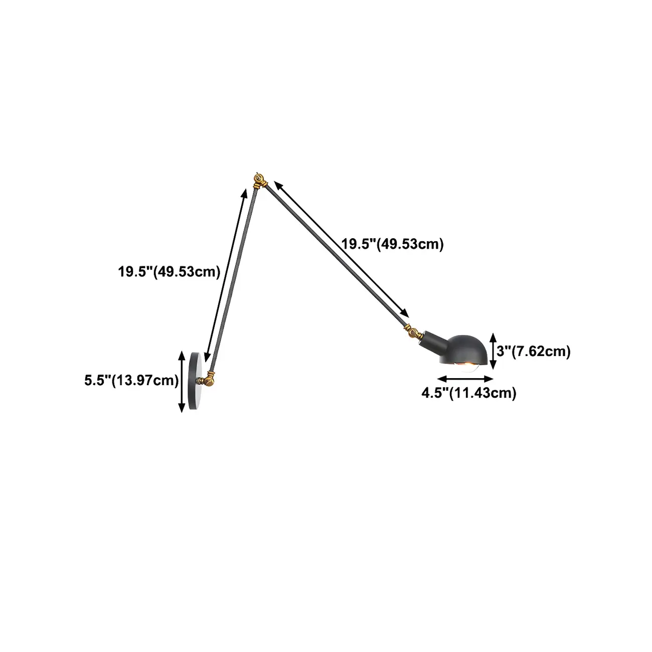 Adjustable Industrial Dome Swing Arm Wall Light