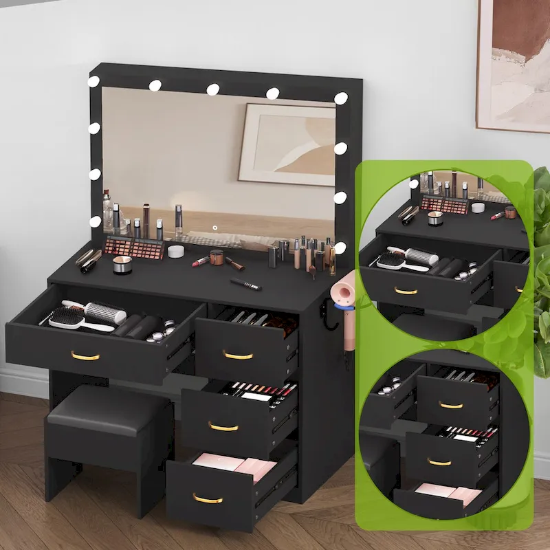 Moasis Makeup Vanity with 4 Drawers - 35.4 L x 23.6 W x 53.5 H