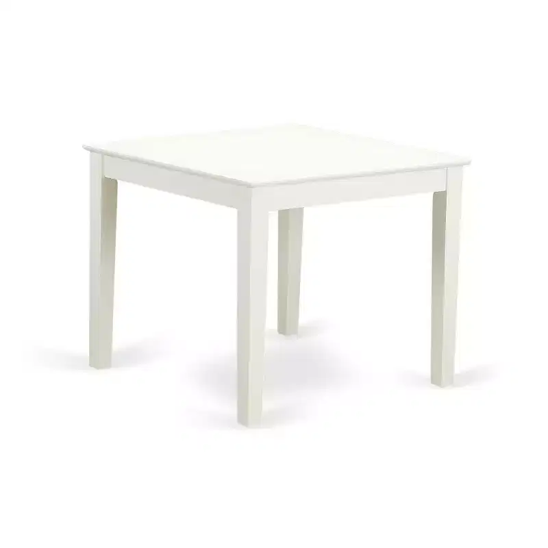 5-Piece Linen White Finish Solid Wood Top - Square Upholstered Dining Room Set - Seats 4