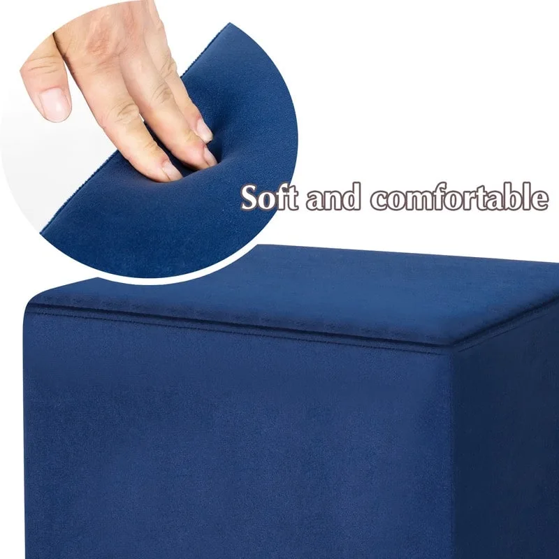 Adeco Ottoman Footrest Vanity Stool Gold Trim Footstool