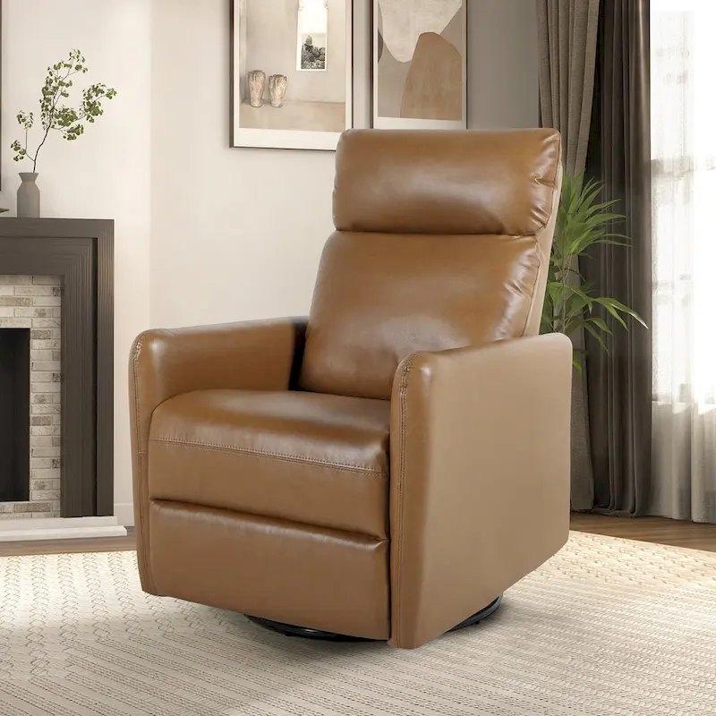 Leather Manual Swivel Recliner