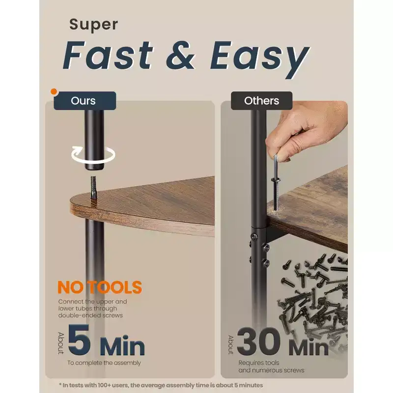 SONGMICS HOME Corner Shelf, Superfast Toolless Assembly, 5-Tier Corner Standing Shelf, Corner Shelf Stand, 15 x 10.6 x 54.7 Inches
