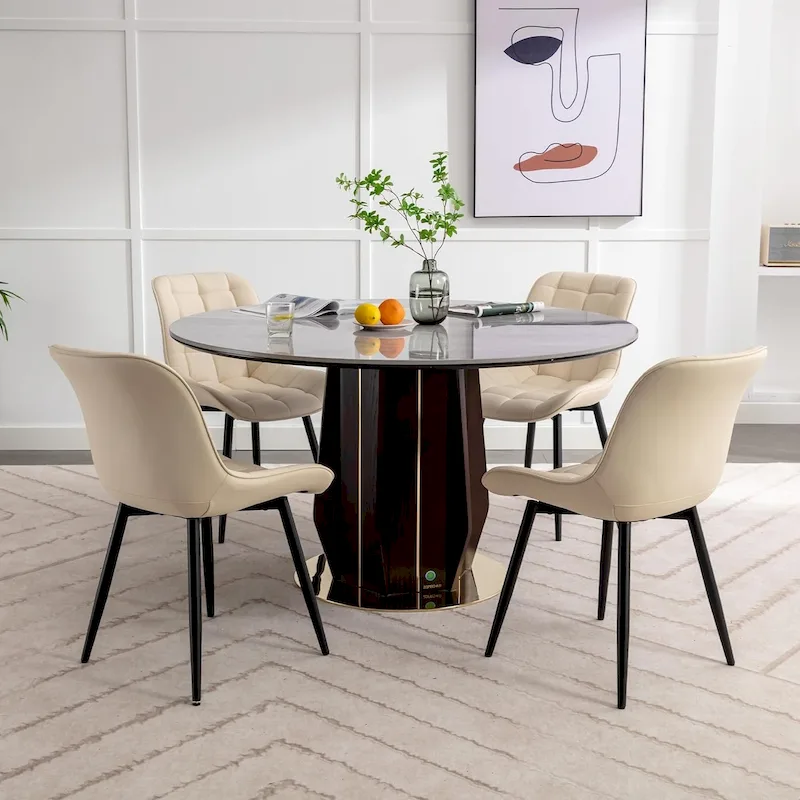 XINMICS Modern Upholstered Faux Leather Dining Chairs Set of 2