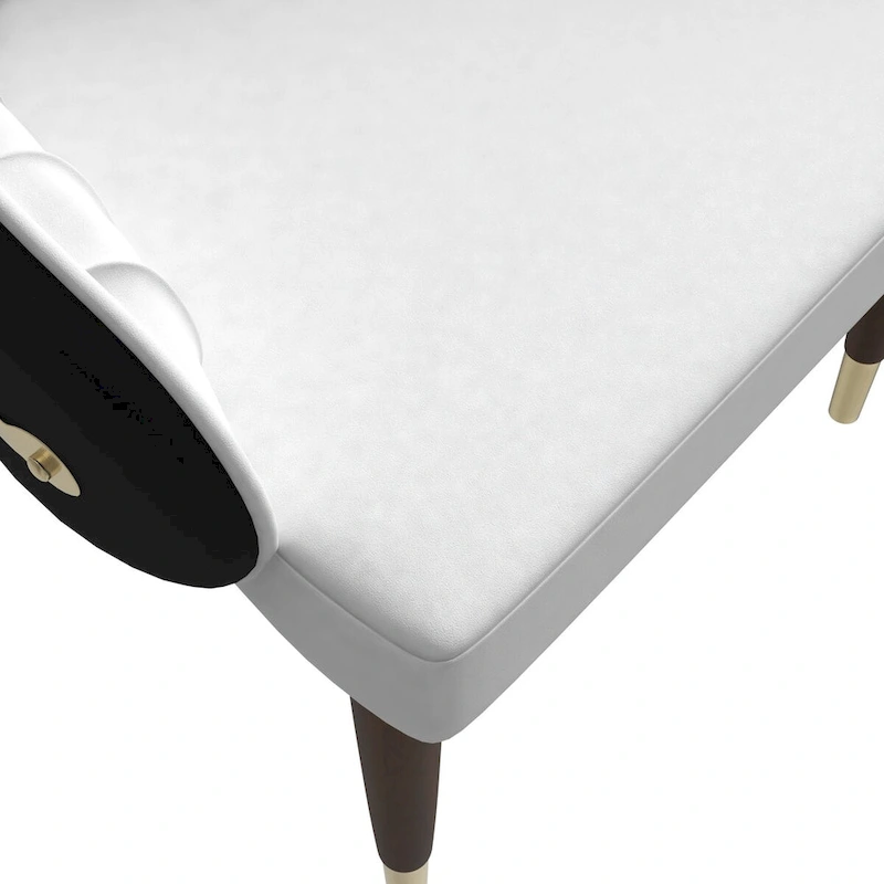 Leather Dining Chair with a Ripple Back and Gold Accents Design Elara Collection