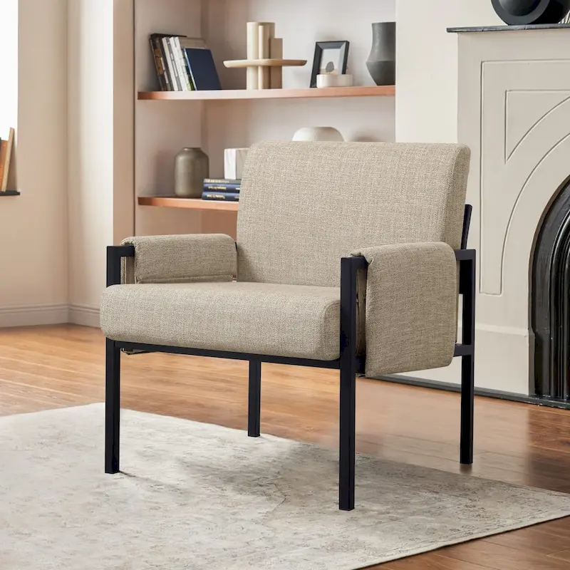Accent Chair 28 Upholstered Metal Frame Industrial Style Polyester High Density Foam 330 LBS