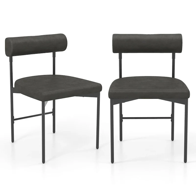 Dining Chair Set of 2 Faux Leather Upholstered Kitchen Side