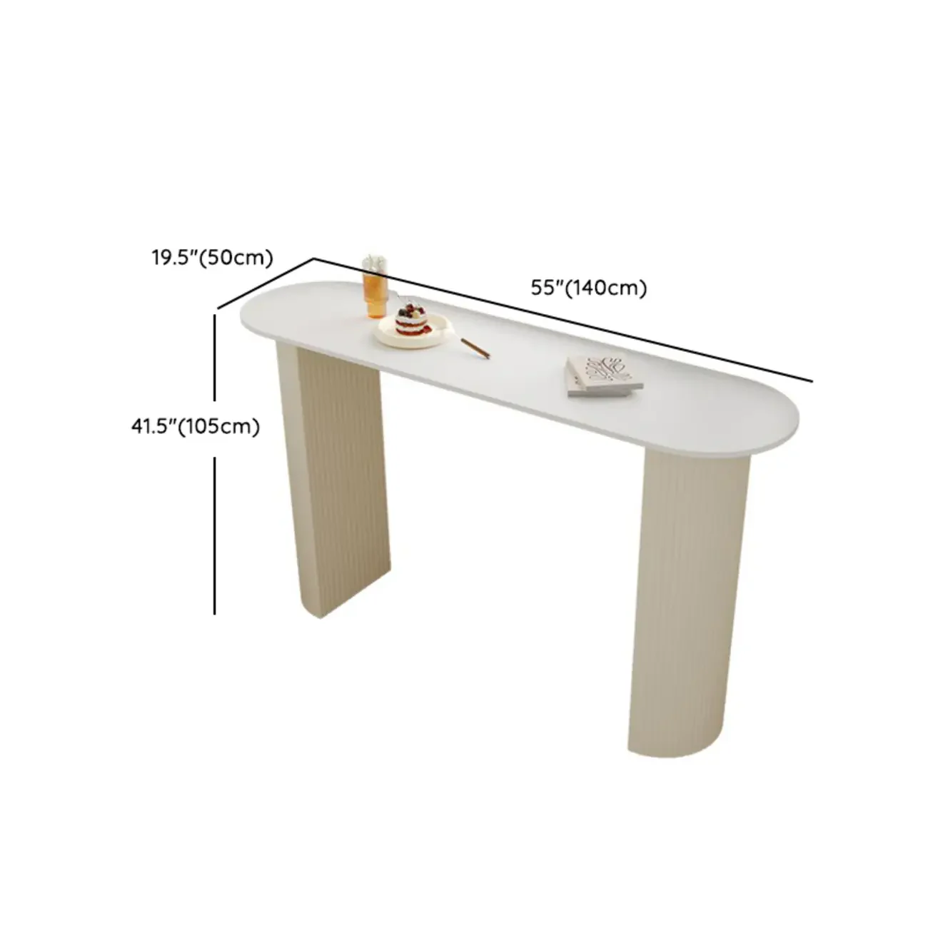 Modern White Stone Top Bar Table Double Pedestal Base
