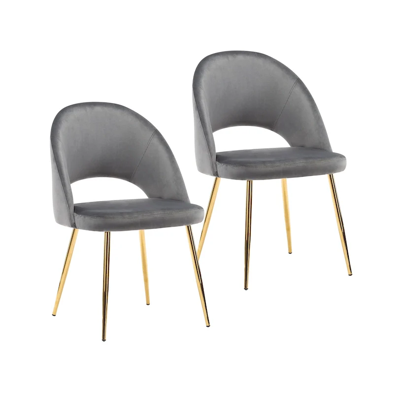 Velvet Dining Chairs w/ Goldtone Metal Legs (Set of 2)