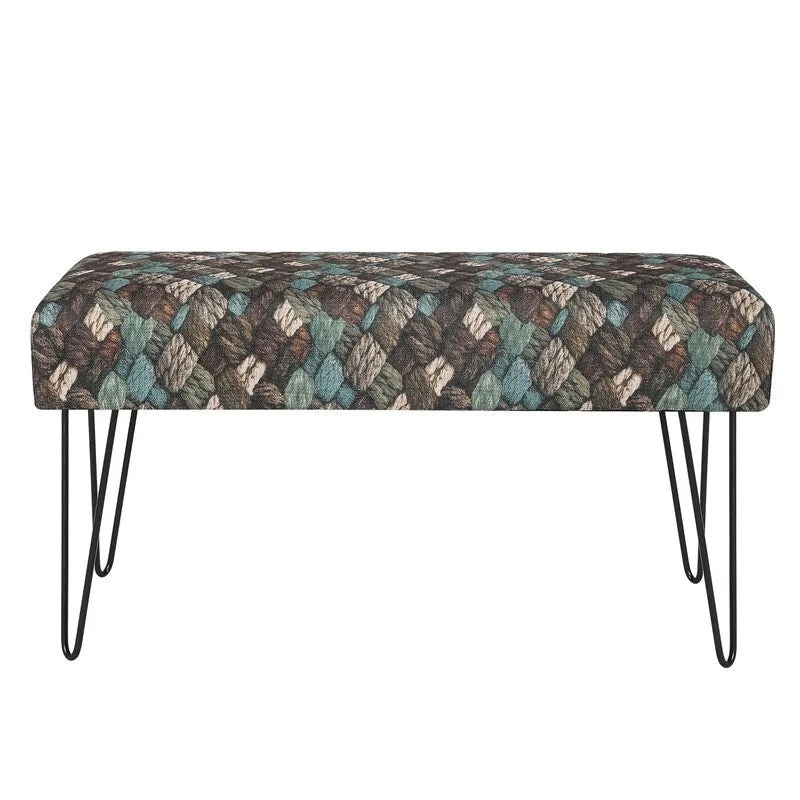 Adeco Bench Ottoman Fabric Rectangular Footrest Upholstered Bedroom