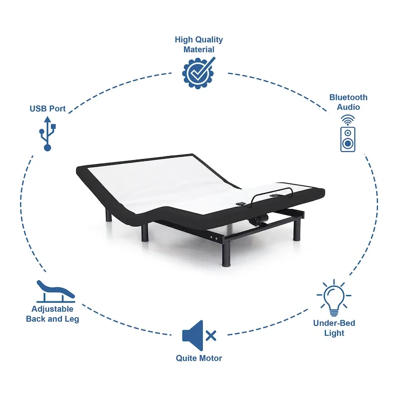 Black Electric Adjustable Bed Frame with USB Ports – Single & Couples