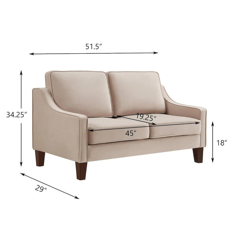Modern Upholstered Sofa with Removable Cushions and Scooped Arms