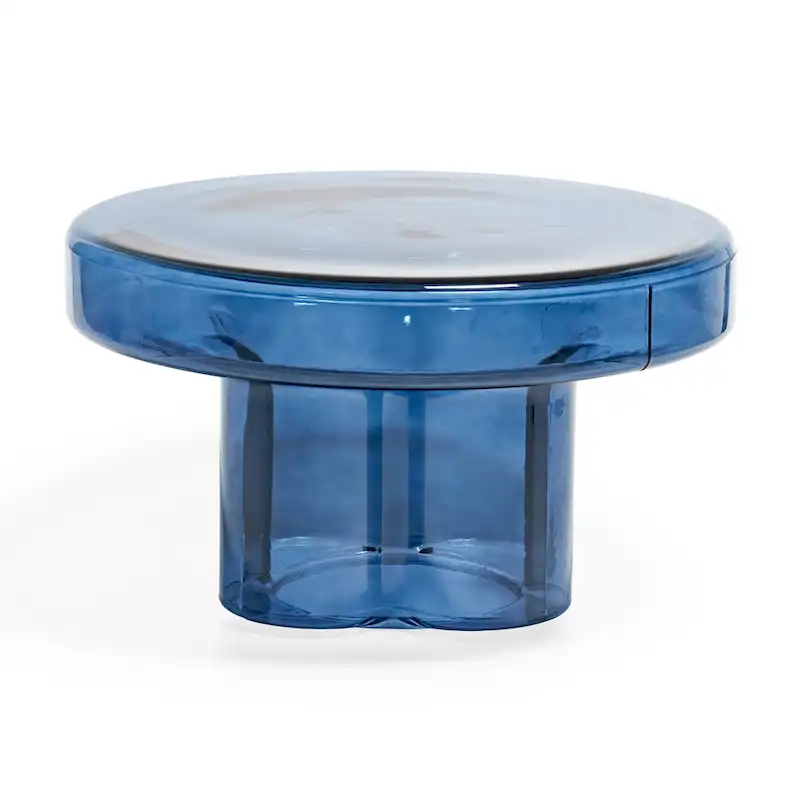 Modern Artistic Flower Glass Round Coffee Table Side Table