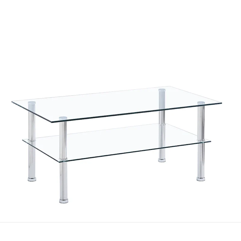 Clear Clear Glass Coffee Table, Tempered Glass End Table