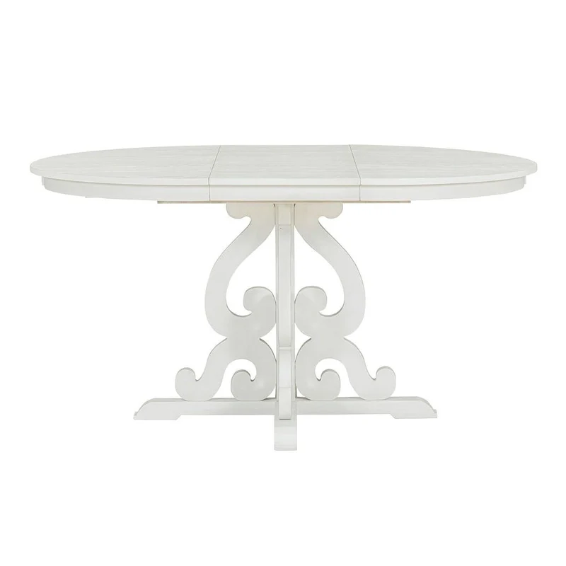 58  Traditional Extendable Dining Table Set with 4 Upholstered Chairs