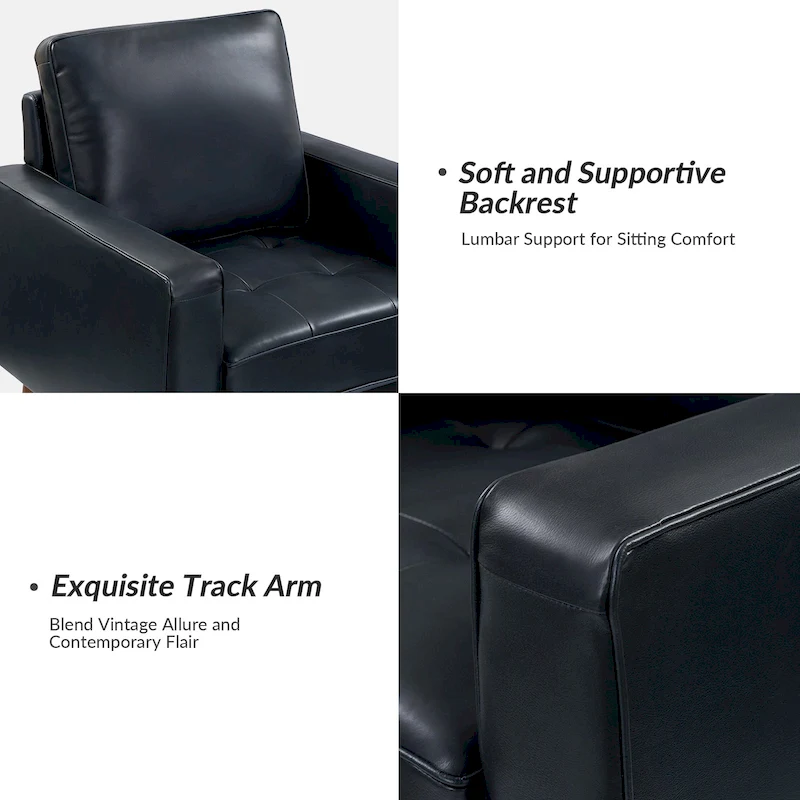 Elizabeth Mid-century Genuine Leather Arm Chair by HULALA HOME