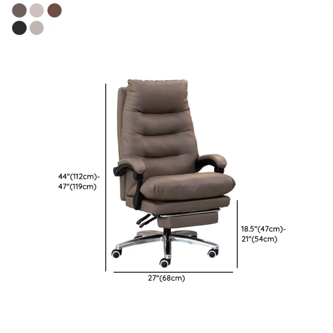 Ergonomic Black Leather Adjustable Office Chair with Wheels