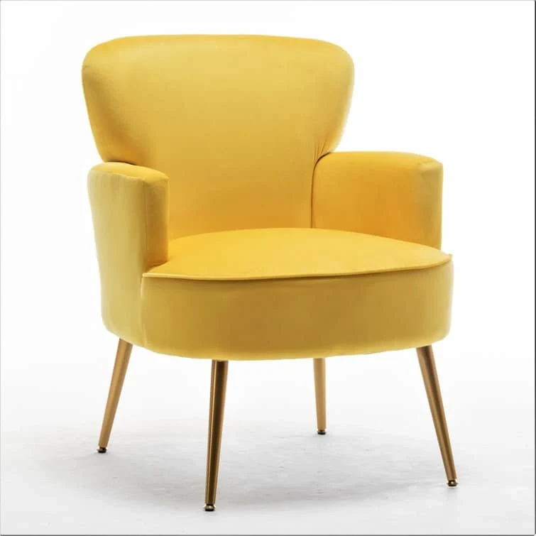 Velvet Accent Chair with Gold Metal Legs