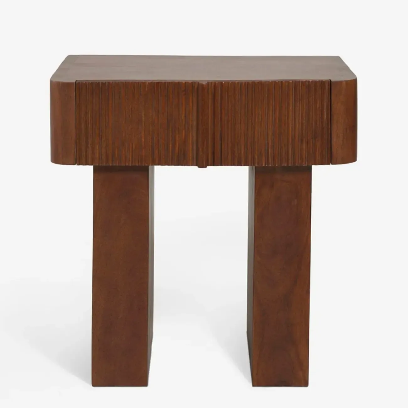 Modern Natural Wood Dual-Pedestal Drawer Nightstand