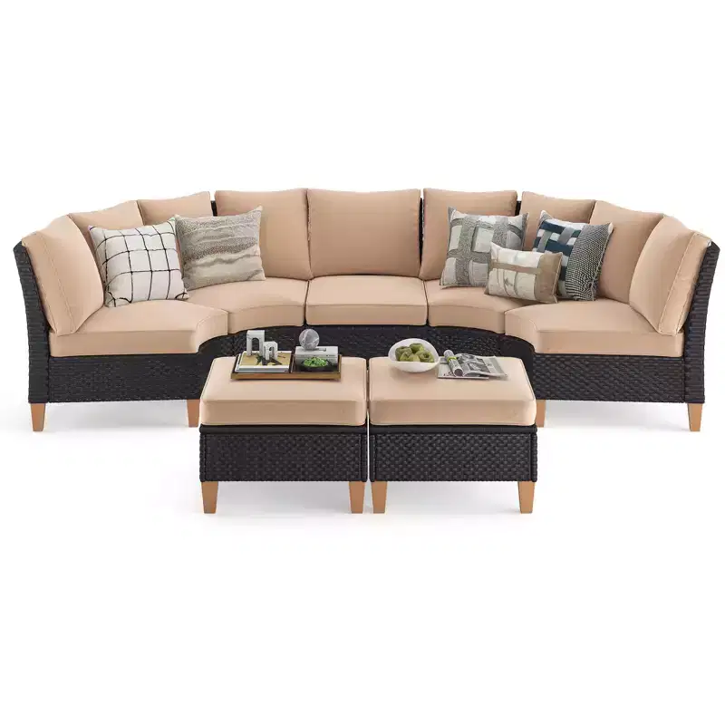 NAYSAYE Patio Chaise Lounges 10 Piece Sectional Set with Cushions All Weather for Garden Backyard, Beige, 23.8*30*30.7