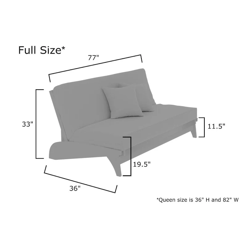 Queen Futon Frame – Oak/Cherry/Espresso/Grey | Wall Hugger | 2-Person | 550 lb Capacity