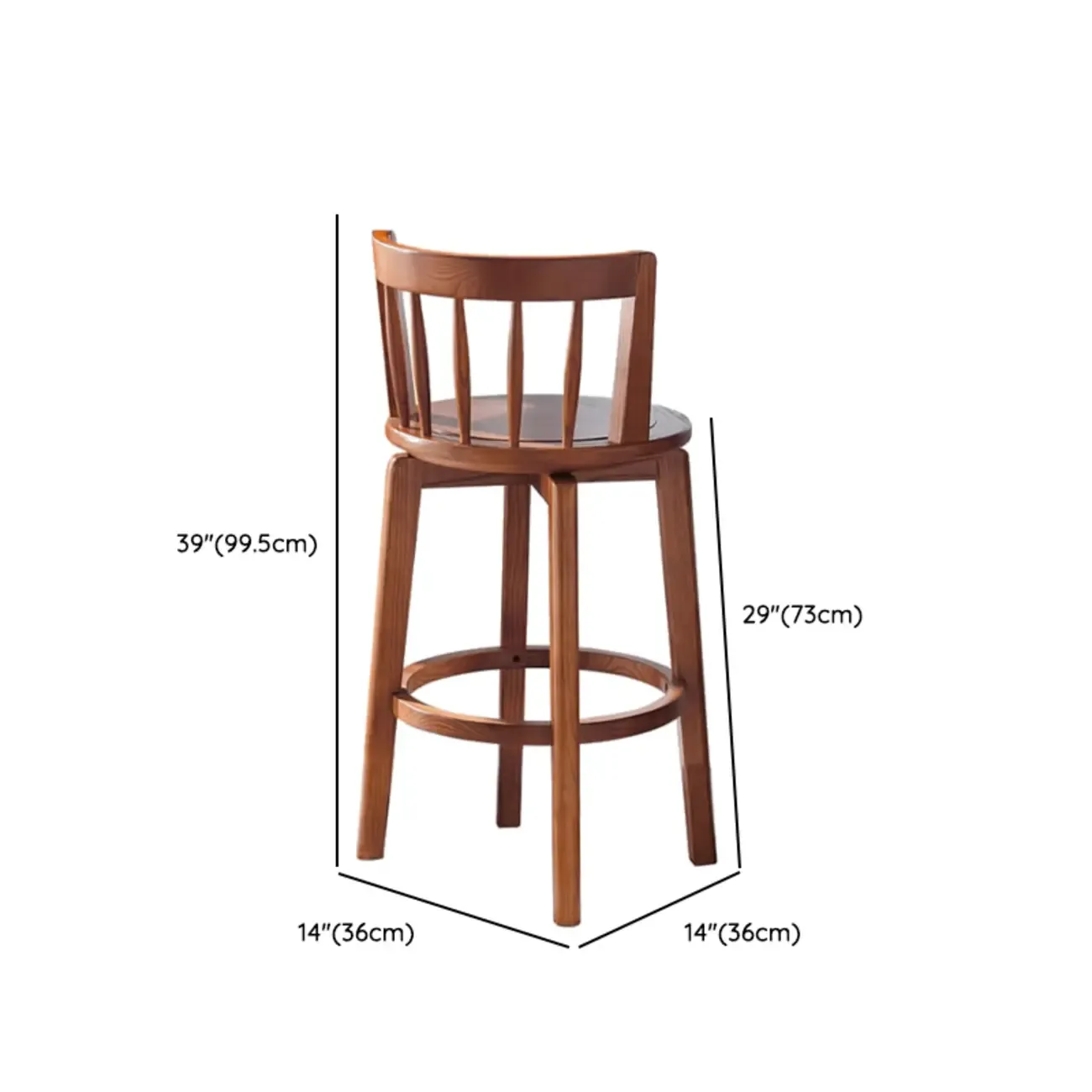 Mid-century Modern Wooden Swivel Bar Stool Upholstered