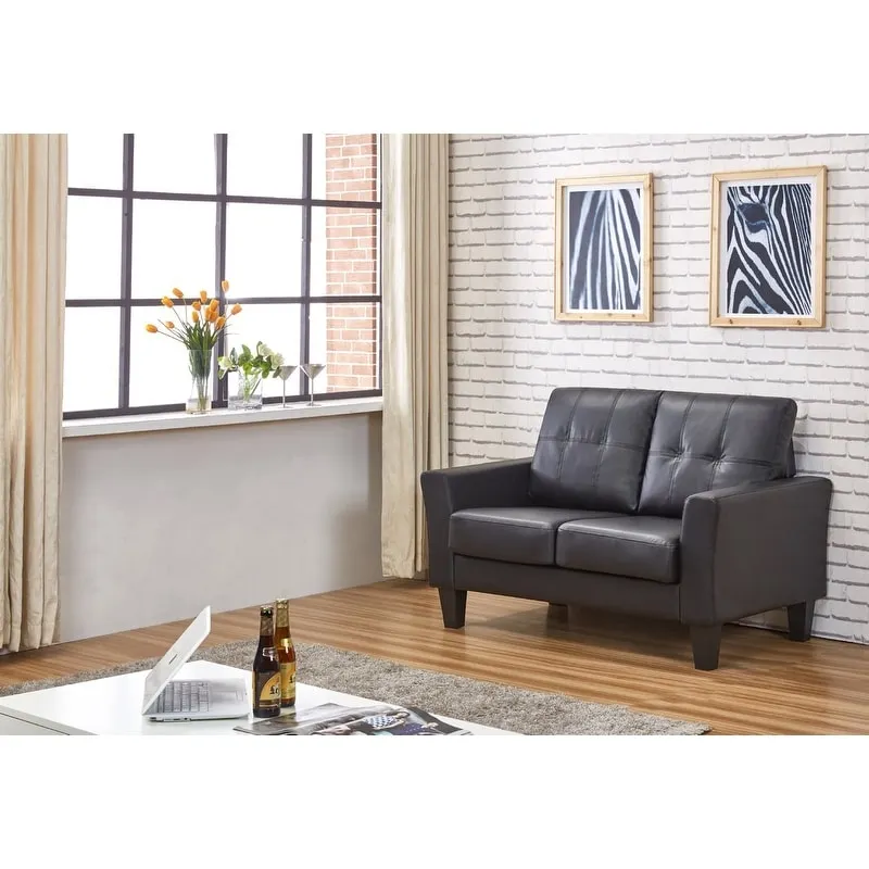 Mid-Century Modern Faux Leather Loveseat - Seats 2