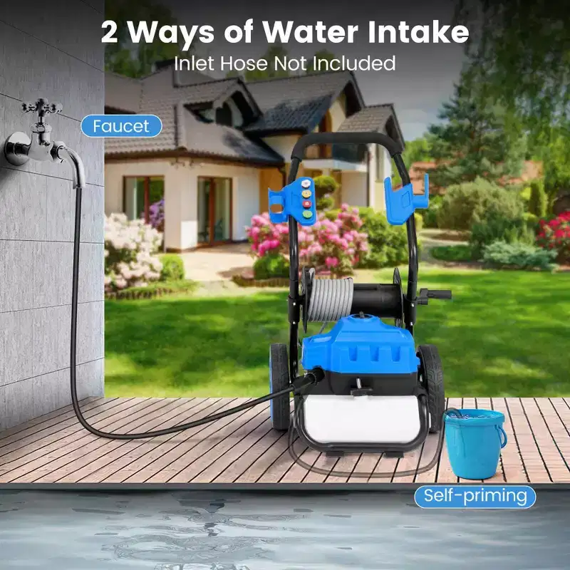 Costway Ironmax Electric Pressure Washer with Wheels 5 Quick Connect Nozzles Soap Bottle spray gun