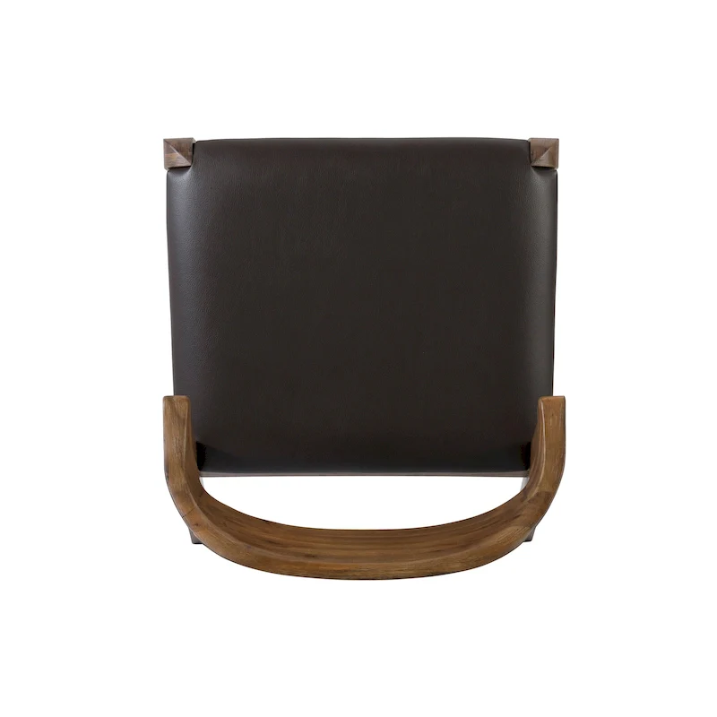 Mid-Century Rubberwood Dining Chair with Faux Leather Seat – Chestnut Wire-Brush
