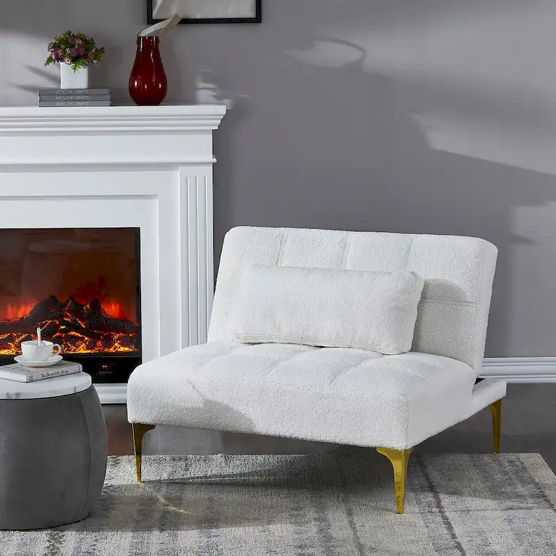 Convertible Sofa Bed Futon with Solid Wood Legs Linen Fabric Musterd Green