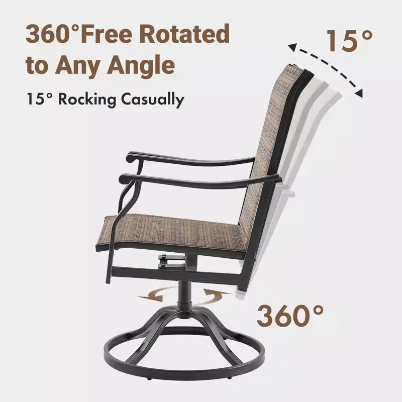 GDFStudio Aiko Modern Metal Patio Swivel Dining Chairs with Padded Textilene Fabric (Set of 2)