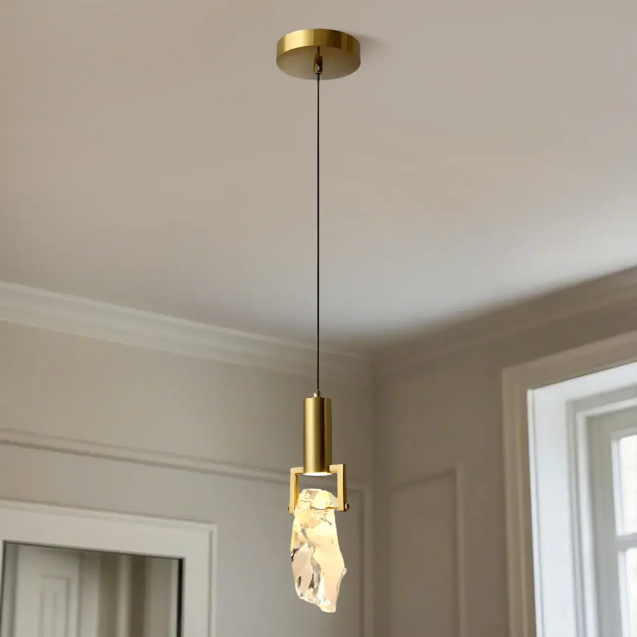 Modern Crystal Textured Pendant Light for Living Room