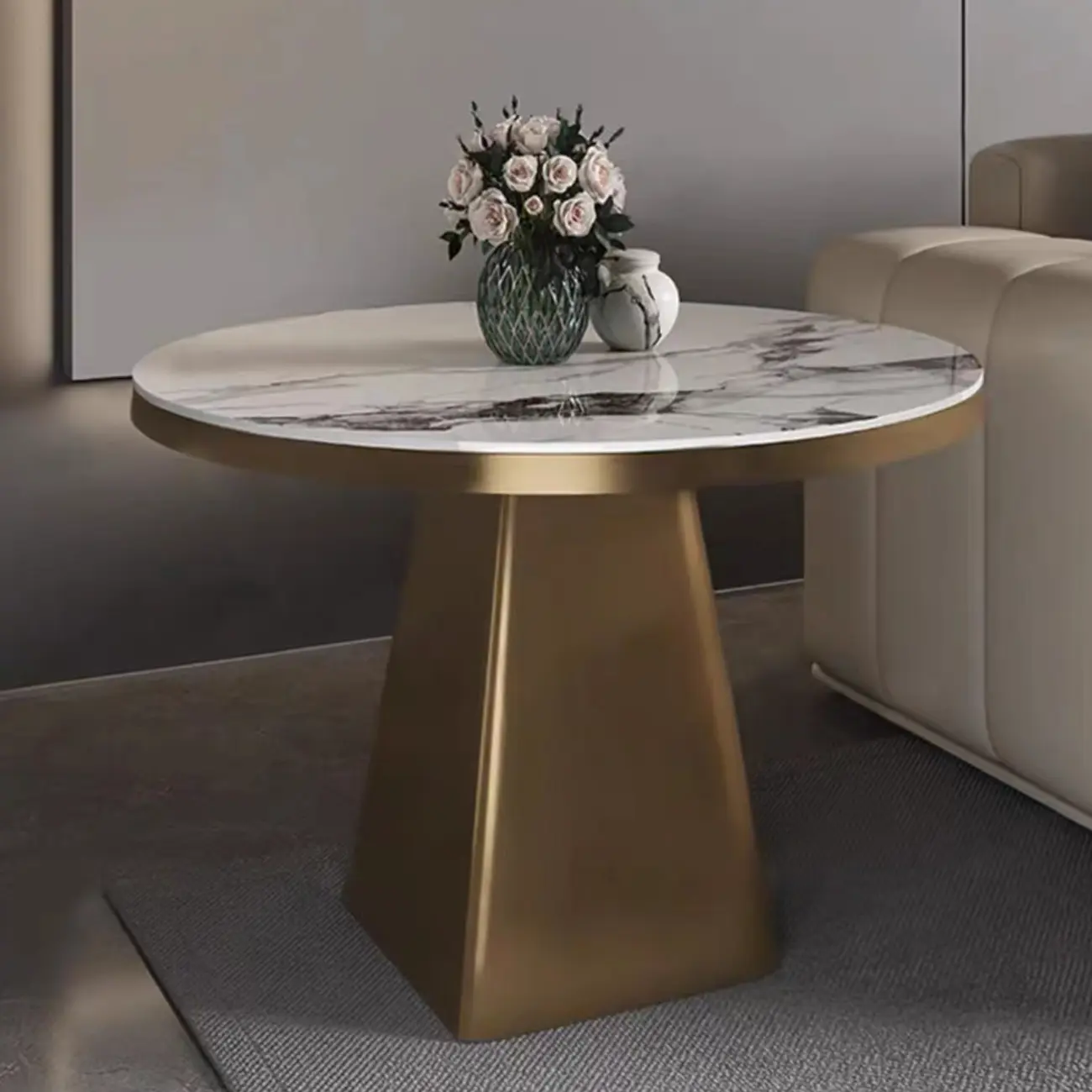 Black Square Marble Top End Table for Living Room