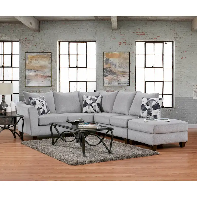 Duleek 3-Piece Living Room Set, Herringbone Silver
