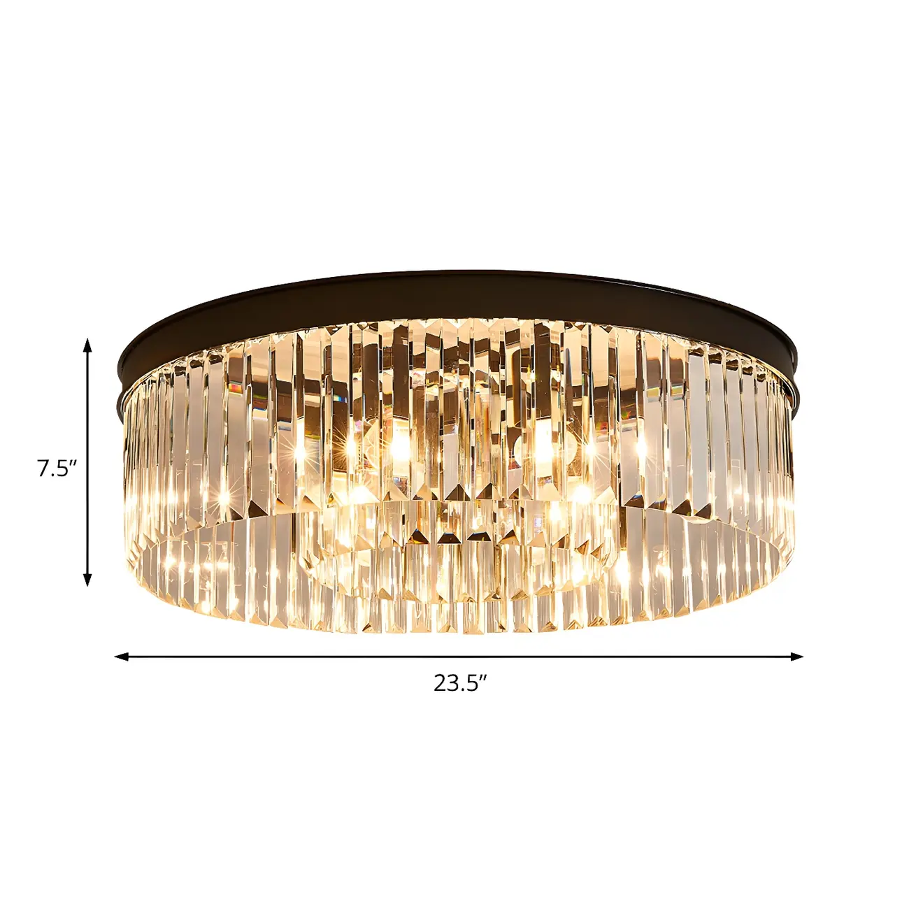 Modern Black Large Crystal Flush Mount Ceiling Light