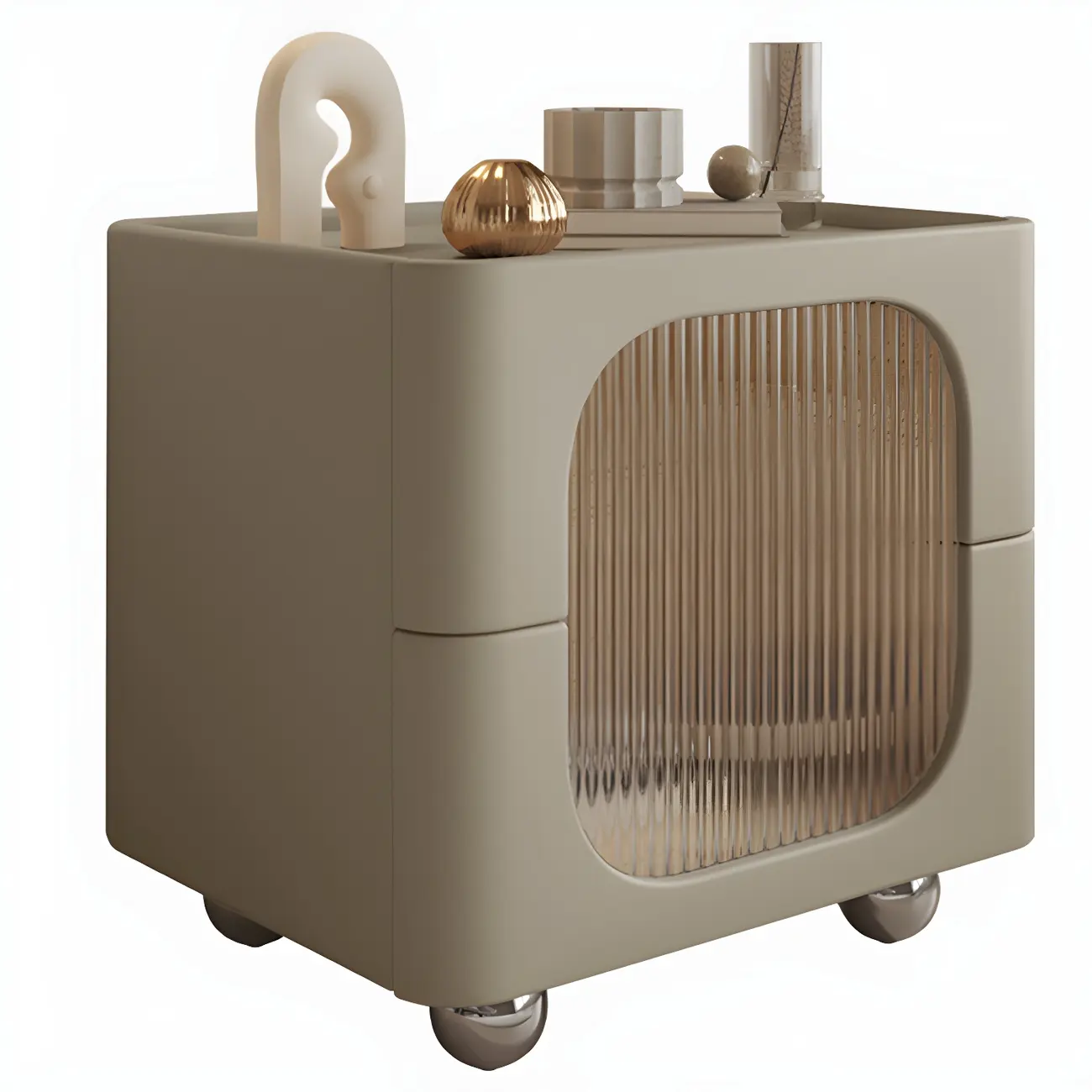 Minimalist Small Solid Wood Glass Cubic Black Nightstand