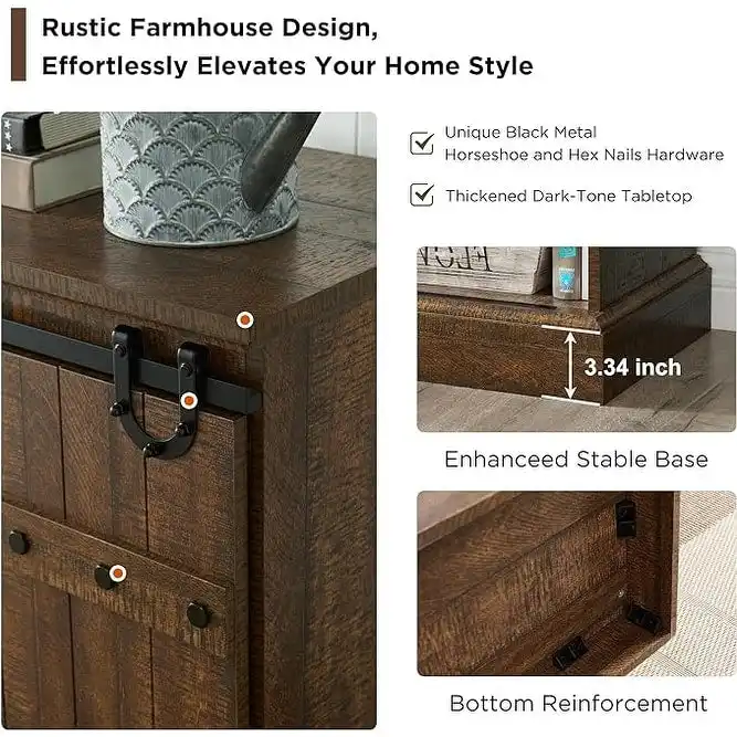 Modern Grey Sideboard Buffet Cabinet with 3 Drawers & Adjustable Shelves