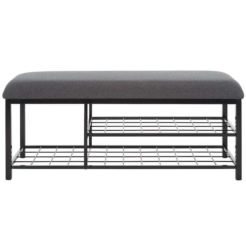 SAFAVIEH Yael Open Shelf Bench with Cushion - 42  W x 15  D x 18  H - 42Wx15Dx18H