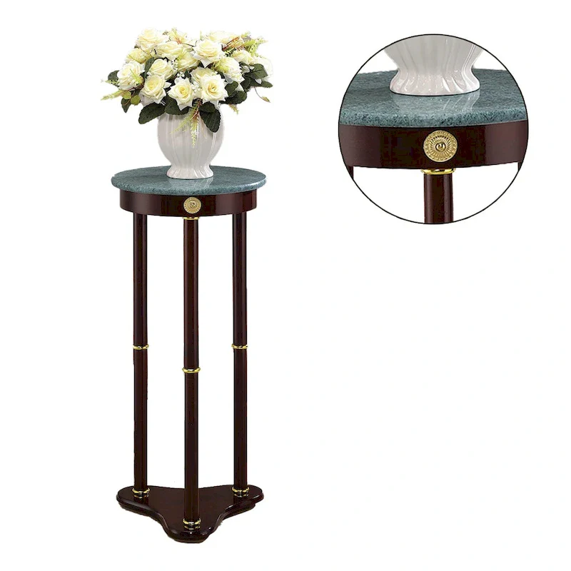 Round Marble Top Accent Table, Merlot