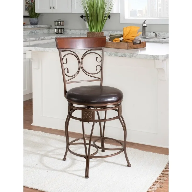 Onyx Big & Tall 360 Swivel Metal and Wood Scroll Counter Stool
